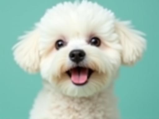 A freshly groomed Bichon Frise with a fluffy, breed-specific cut